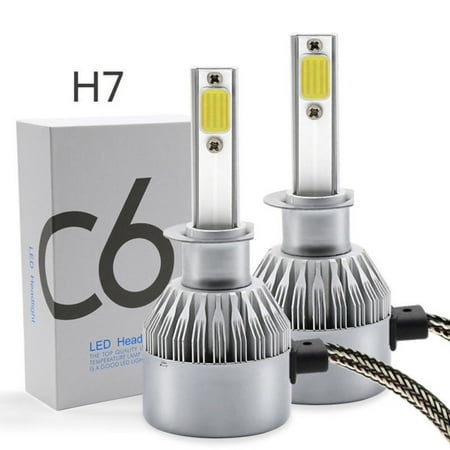 1 pair PHILIS COB H7 C6 7600LM 72W LED Headlight Kit Hi/Lo Turbo Light Bulbs 6500K (Best H7 Led Bulb)