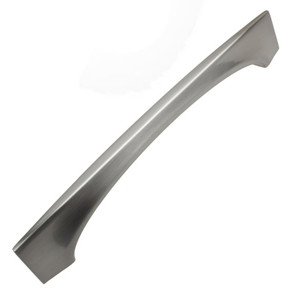 6.25-inch CC Modern Slim Curved Satin Nickel Cabinet Bar Handle Pulls (Pack of 10 or 25)