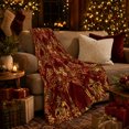 thumbnail image 3 of Autumn Damask Leaf Bow Motif, Cozy Artistic Scene, Warm Flannel Blanket for Home Library and Reading Nook with Detailed Artwork, Art Lovers Thanksgiving Gift, Artistic Home Decor, 3 of 9
