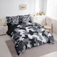 thumbnail image 3 of Homewish Black Grey 7pcs Bedding Comforter Set For Children Teens,Abstract Camo Queen Bedding Sets Super Cozy,Geometric Camouflage Queen Sheet Sets,Breathable Home Decor,Reversible, 3 of 8