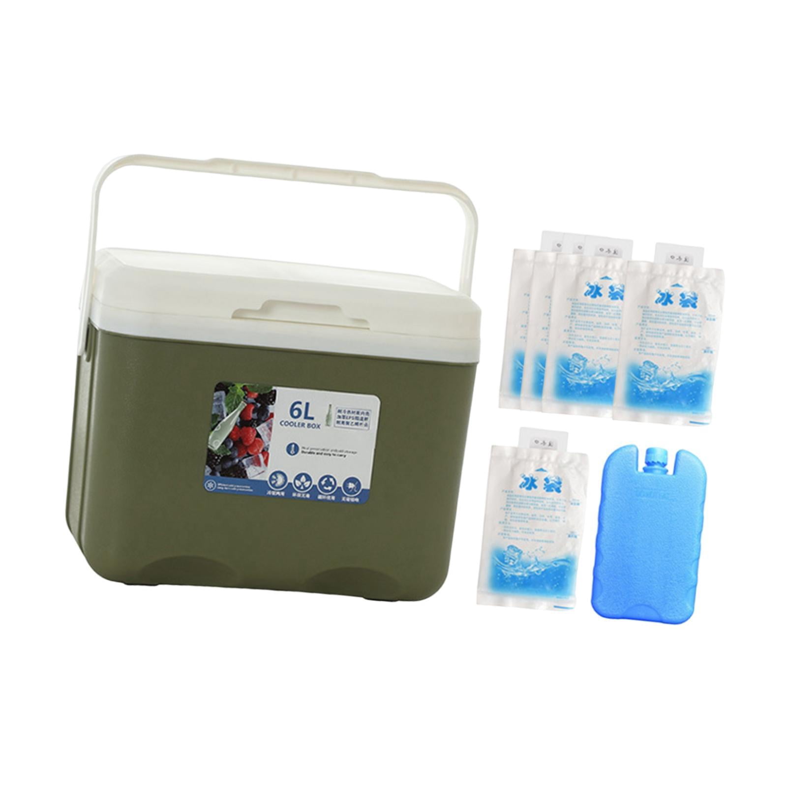 QccHieUs Camp Cooler, Ice Chest Box, Portable for Freeze/Hot Food with Ice Pack Cold Case Green
