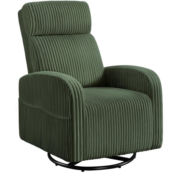 Renwick Corduroy Swivel Glider Chair for Living Room, All Ages, Dark Green