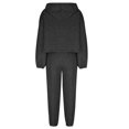 thumbnail image 4 of Brondbend Matching Sweat Set Pullover Hoodies for Women Long Sleeved Zipper Pullover Solid Suspenders Elastic Waist Jogger Outfits Fashion Loose Tracksuits Party Fall Winter Sets Dark Gray, 4 of 7