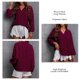 thumbnail image 5 of Túnica de encaje de ganchillo para mujer, blusas de gasa con manga larga y cuello en V, camisas con cordón de punto suizo, 5 of 6