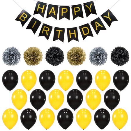 Best Choice Products Birthday Party Balloon Decoration Supplies Set with Happy Birthday Banner, 6 Pom-Poms, 20 Balloons, (Best Outfit For Birthday Party)