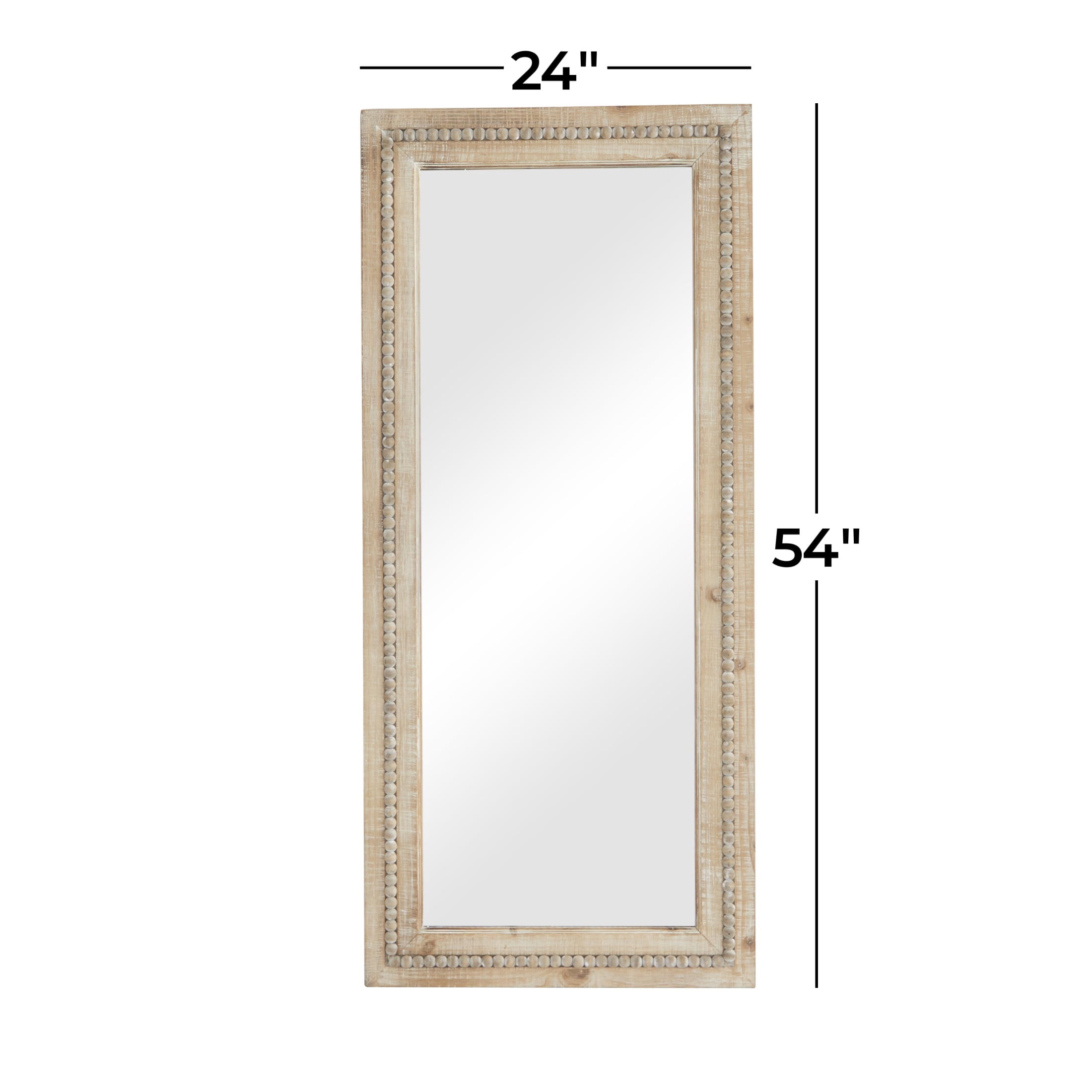 DecMode 24" x 54" Brown Washed Beaded Wall Mirror