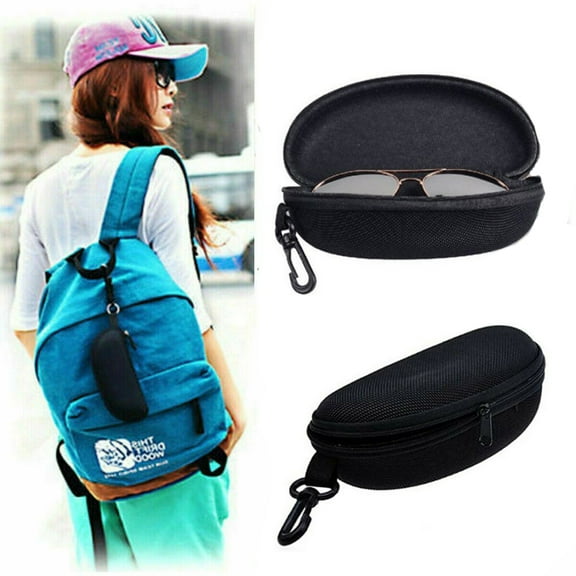 Ayamaya Sunglasses Soft Case Ultra Light Neoprene Zipper Nylon EVA Eyeglass Case with Belt Clip (Black)
