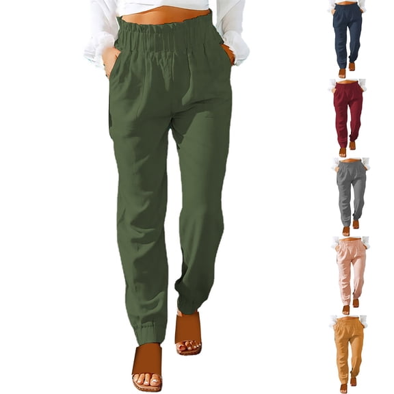 Womens Plus Size Pants Casual Solid Harlen Long Pant with Pocket Comfortable Loose Trousers for Women Dark Blue E