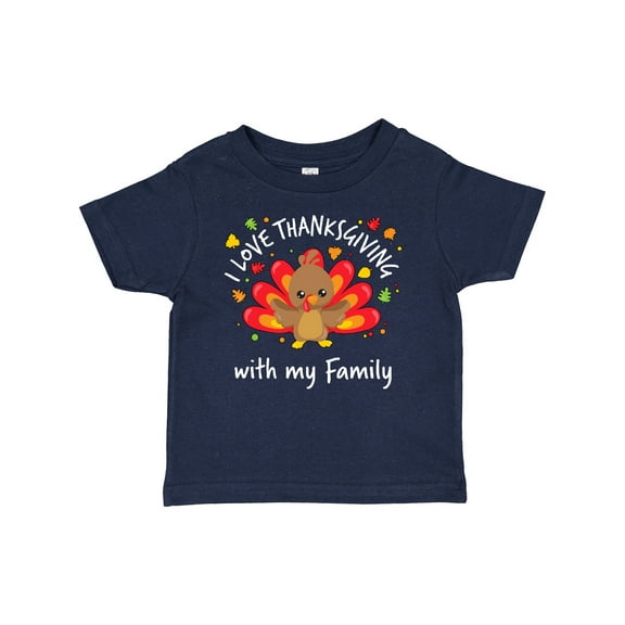 Inktastic I Love Thanksgiving with my Family-happy turkey Boys or Girls Baby T-Shirt