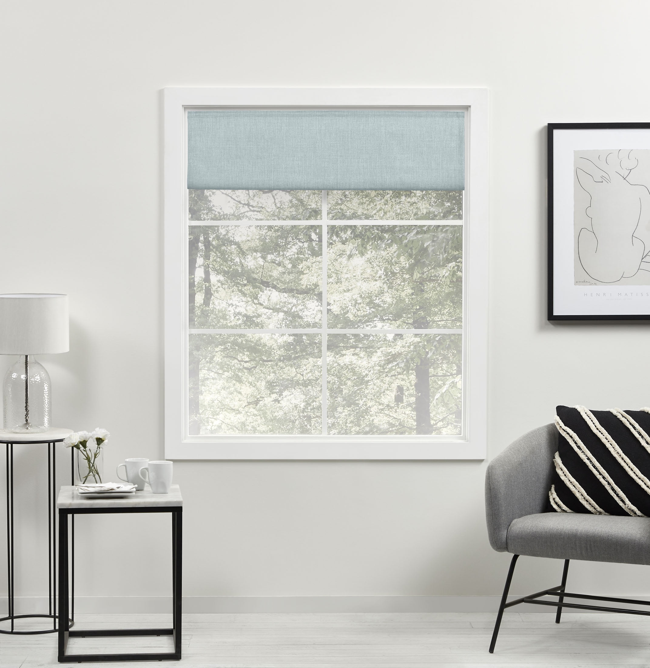Exclusive Home Acadia Blackout Roman Window Shade, Aqua, 27"x64"