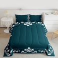 thumbnail image 2 of Feelyou Women Damask Floral Queen Comforter Set, Teal Hippie Mandala Bedding Set, 3pcs, 2 of 8