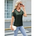 thumbnail image 6 of Women Sparkly Shirt Party Top Shirts Glitter Cold Shoulder V Neck Blouses Evening Club Outfits Green L, 6 of 8