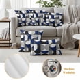 thumbnail image 6 of Outdoor Pillow Covers Nordic Mid Century Modern Waterproof Pillow Cases 16x16 Set of 2, Blue Grey Semicircle Throw Pillow Cover Pillowcase for Patio Balcony Couch Garden, 6 of 9