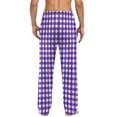 thumbnail image 5 of Lcziwo Men Flannel Pajamas Bottoms Lightweight Plaid Pj Straight Leg Drawstring Loungewear Sleep Casual Loose Pajamas with Pockets 2025 Purple,L, 5 of 6