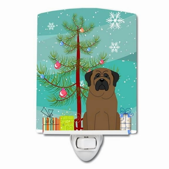 Caroline's Treasures BB4209CNL Merry Christmas Tree Bullmastiff Ceramic Night Light, 6x4x3", multicolor