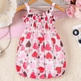 thumbnail image 7 of Girls Summer Bubble Dresses Toddler Baby Chiffon Floral Smocked Dress Sleeveless Ruffle Cute Vacation Dresses Red, 12 Months, 7 of 7