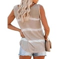 thumbnail image 2 of Luxtrada Womens Summer Boho Tie Dye Tank Tops Summer Sleeveless Henley Shirts Button Up Crewneck Casual Workout Camis T-shirt Plus Size (L, Khaki), 2 of 6