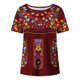 thumbnail image 4 of Estilo Étnico de Verano Superior de las Mujeres Impreso Cuello Redondo Manga Corta Superior, Tops Cortos para las Mujeres, 4 of 9