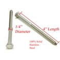 thumbnail image 2 of Bolt Dropper 1/4" x 4" Hex Head Lag Bolt Screws, (25 Pack), 304 (18-8) Steel Coach Bolts/Large Screws for Wood with Plain Finish, Concrete Screws, 2 of 7