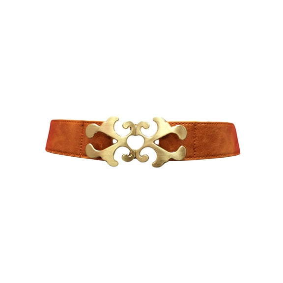 Orange Waist Belt With Antique Gold Buckle