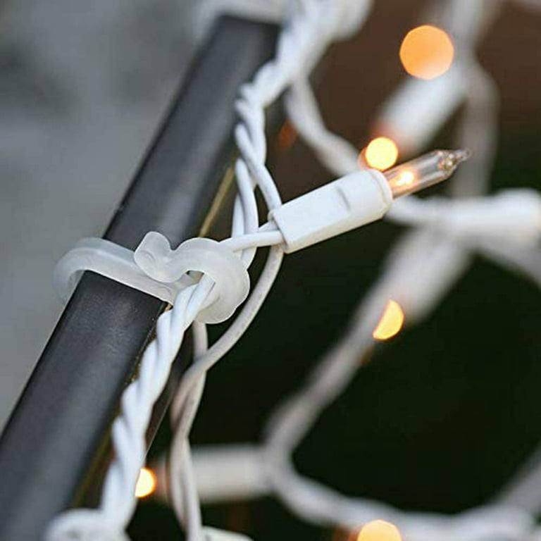 Christmas Light Clips Gutter Hang Hooks for Outside String Lights, White  (100 Pieces) 