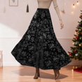 thumbnail image 2 of QHFBli High Waisted Maxi Skirt for Women Vintage Floral Jacquard Velvet Party Skirt Flared A-Line Long Skirts, 2 of 6