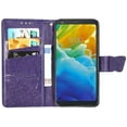 thumbnail image 3 of Case Premium PU Leather Flip Wallet Case Butterfly Embossed Full Body Protection Flip Stand Card Holder Magnetic Cover for Samsung S21 FE(Drak Purple), 3 of 6