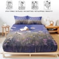 thumbnail image 5 of Twin XL Size Fitted Sheet Set - Spring Floral 2 Piece Bedding Sets 16" Deep Pocket Fitted Sheet with 1 Pillowcases, Pastoral Flowers Oil Painting Modern Art Purple Brushed Microfiber Hotel Bed Sheets, 5 of 9