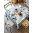 thumbnail image 6 of Blue Beige Crab Coastal Table Cloth, Summer Coral Nautical Waterproof Tablecloth for Square Tables, Reusable Washable Fabric Table Cover for Restaurant Kitchen Dining Tables 60"x60", 6 of 6