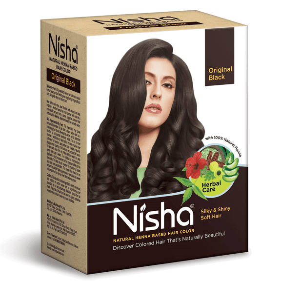 Nisha Rich Henna Hair Color, Permanent Black Hair Color Dye, Full Grey Coverage, Natural Black, 2.12 oz