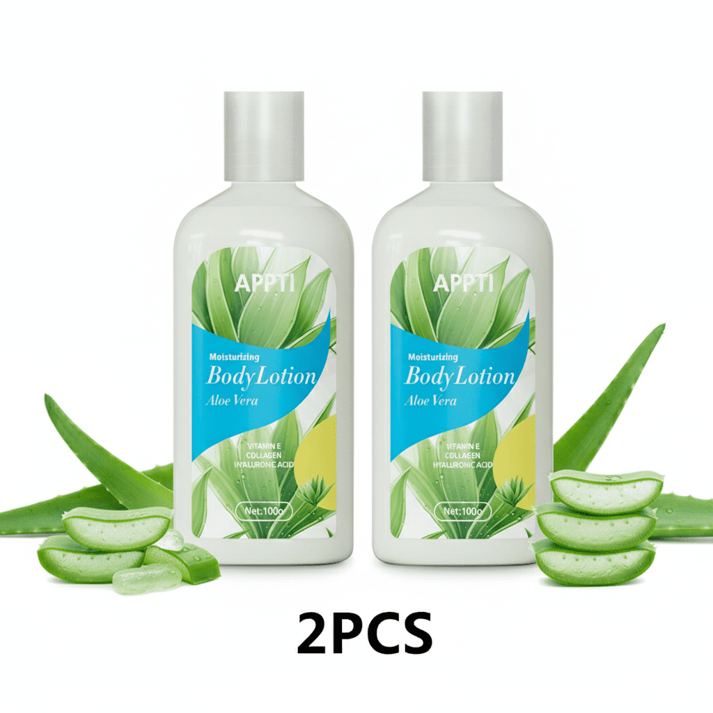 2PCS APPTI Aloe Vera Moisturizing Body Lotion with Hyaluronic Acid Collagen Vitamin E, Hydrating Dry Skin Repair Lotion, Travel Size 100g for Daily Whole Body Skincare