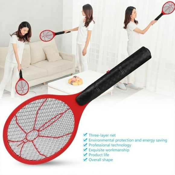 Three Layer Mesh Electric Bug Zapper Safety Mosquito Flies Racket Killer Swatter