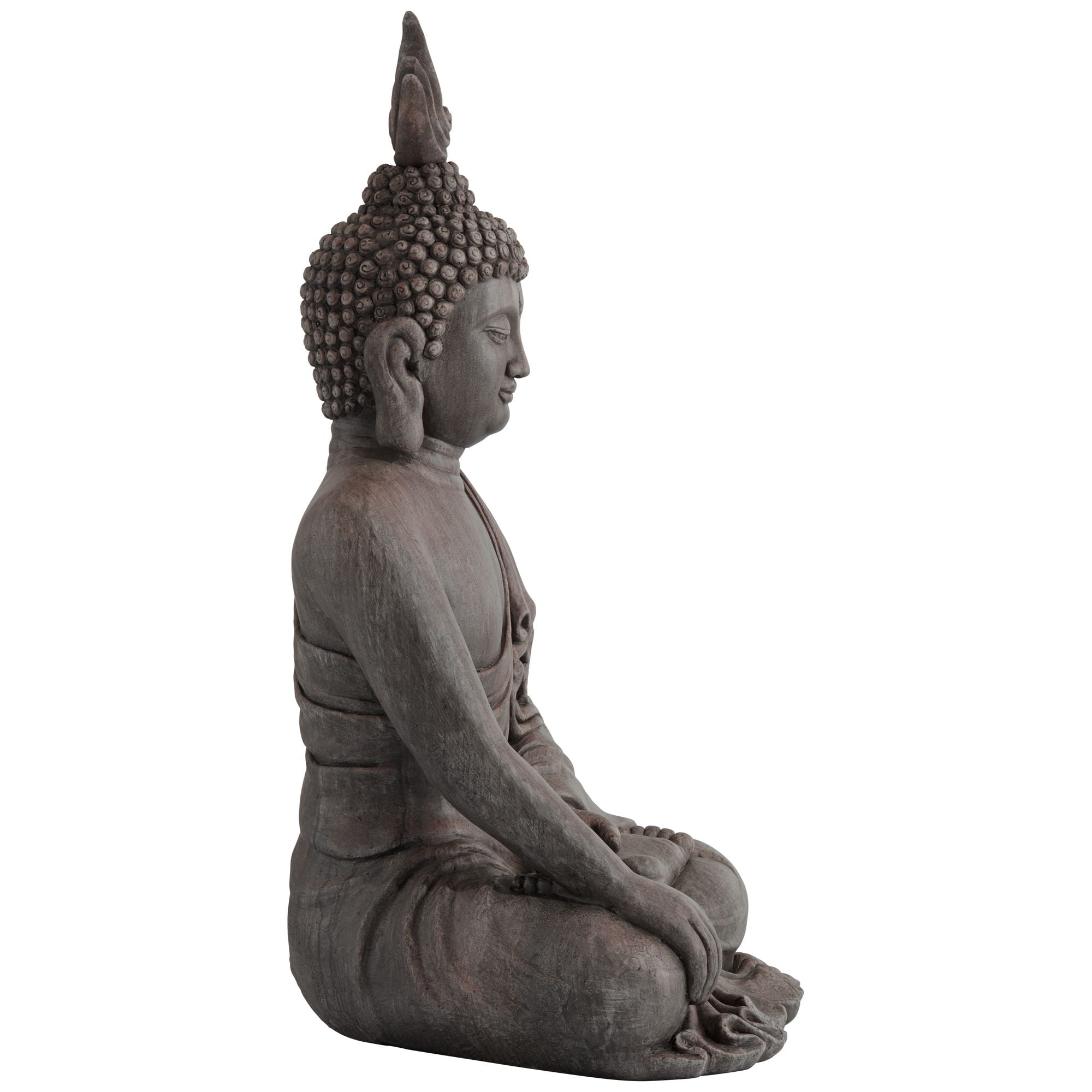 John Timberland Large Sitting Buddha Statue Sculpture Zen Asian Garden Decor Indoor Outdoor Front Porch Stone Gray Finish 42" Tall