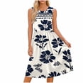 thumbnail image 3 of Yertdoel Summer Dresses for Women Fasahionable Print Sleeveless Round Neck Tapered Waist Pleats Casual Dress Beach Vacation Soft Cozy Relaxed Sundresses, 3 of 6