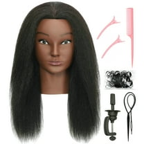 RYHAIR African American Mannequin Head 100% Human Hair for Practice Braiding Styling Cosmetology Barber Training with Stand