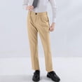 thumbnail image 2 of YOUYEDIAN Boys Dress Pants Slim Fit School Uniform Pants for Boys Adjustable Waist Trousers (Khaki, 6-7 Years), 2 of 5