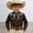 Brown, variant on Boys Printed Western Cowboy Shirt Snap Button Denim Style Long Sleeve Casual Top For Toddler Kids Streetwear Shirts Tees Tops Boys ,Brown,4-5 Years