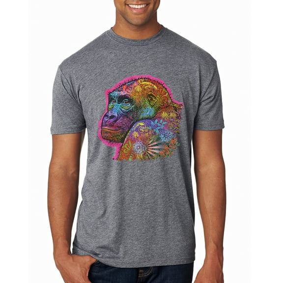 Colorful Neon Gorilla | Dean Russo Art Animal Lover Mens Premium Tri Blend T-Shirt, Premium Heather, Large