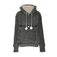 thumbnail image 4 of Tuphregyow Women's Comfy Drawstring Fleece Hoodies Clearance Thicken Long Sleeve Knit Pullover Solid Trendy Fashion with Pockets Tops Cute Soft Dark Gray M, 4 of 8