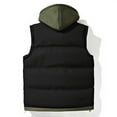 thumbnail image 5 of dzxyzu Men's Vest Lined Puffer Hooded Vest Outdoor Quilted Winter Vest Drawstring Waistcoat Sleeveless Hooded Cargo Jacket Padded Vest Sports Waistcoat Coat for Travel Hiking Running - Black, 5 of 6