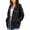 *Black, variant on Women's Drawstring Hood Full Zip Oversized Long Sleeve Hoodie Jacket with Pockets,Casual Loose Outerwear Dark Gray,Women's Plus S
