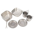 thumbnail image 1 of GOOHOCHY 1 juego de utensilios de cocina de acero inoxidable para camping, sartenes y ollas para picnic (plateados), 1 of 8