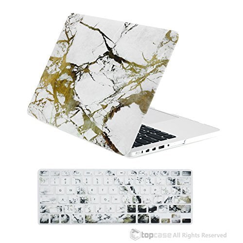 Topcase 2 In 1 Retina 13 Inch White Gold Marble Rubberized Hard Case And Keyboard Cover For Macbook Pro 13 With Retina Display Model A1425 A1502 Lastest Version Walmart Com Walmart Com