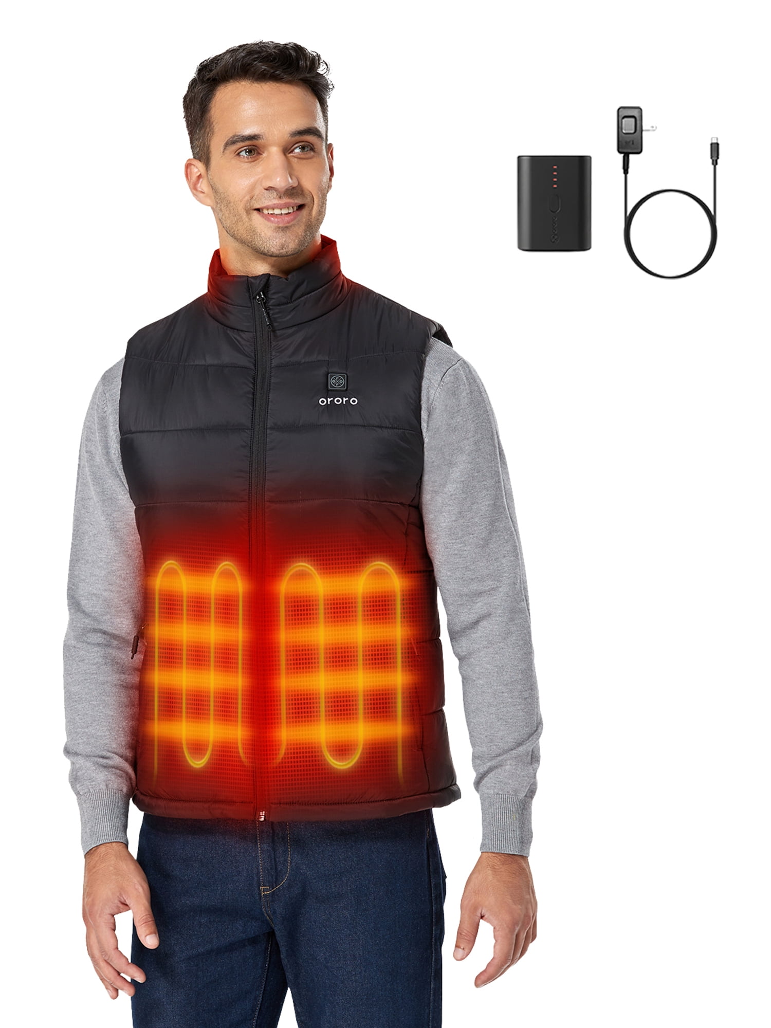 ORORO Men's Heated Vest with Upgraded Battery Pack (Black,L)