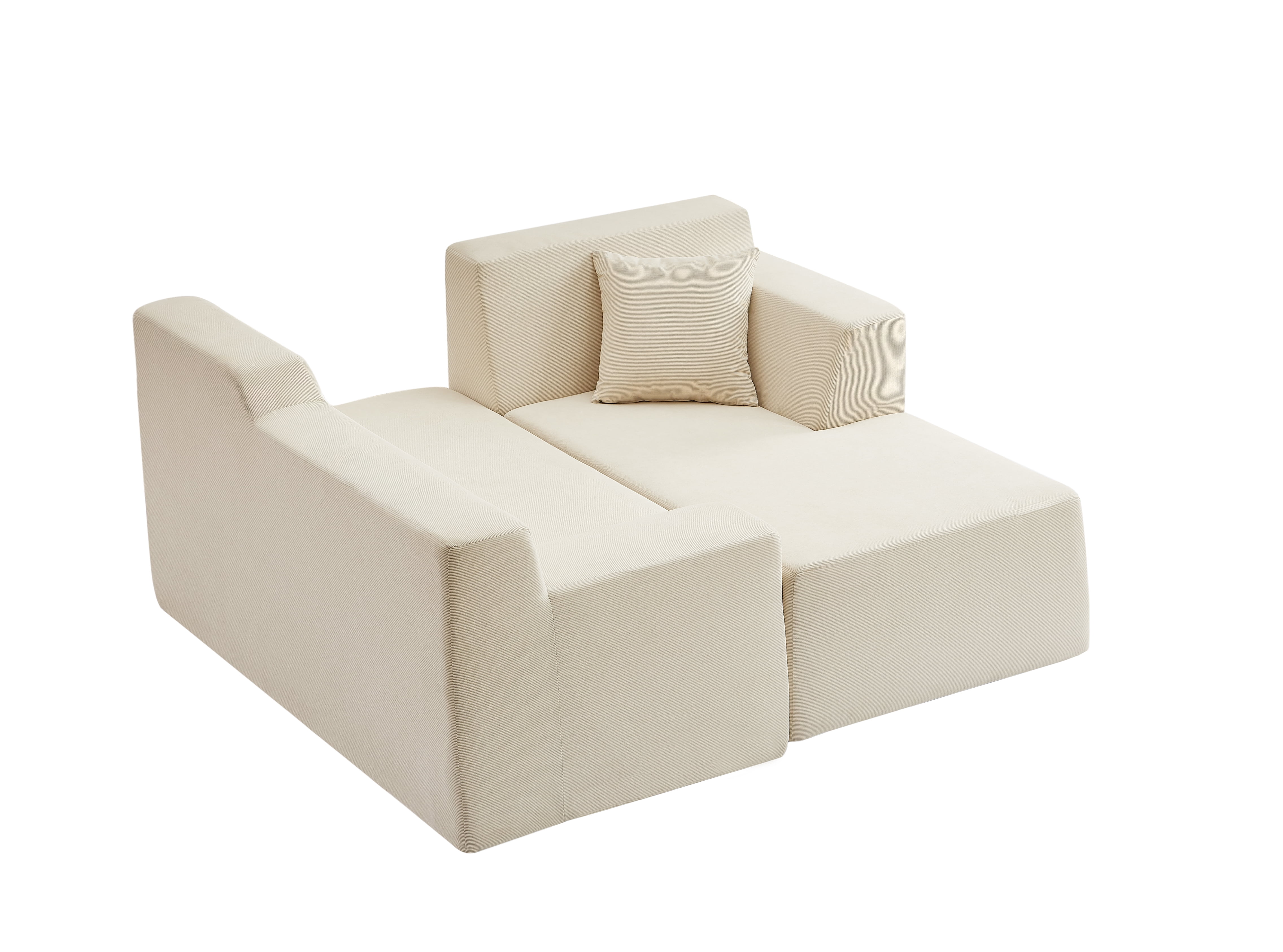 L-Shaped Sofa, Sectional Sofa, High Back Sofa&nbsp;Modern Corduroy Design with Thickened Backrest, Space-Saving Couch for Living Room, Beige, 96.46 Inch