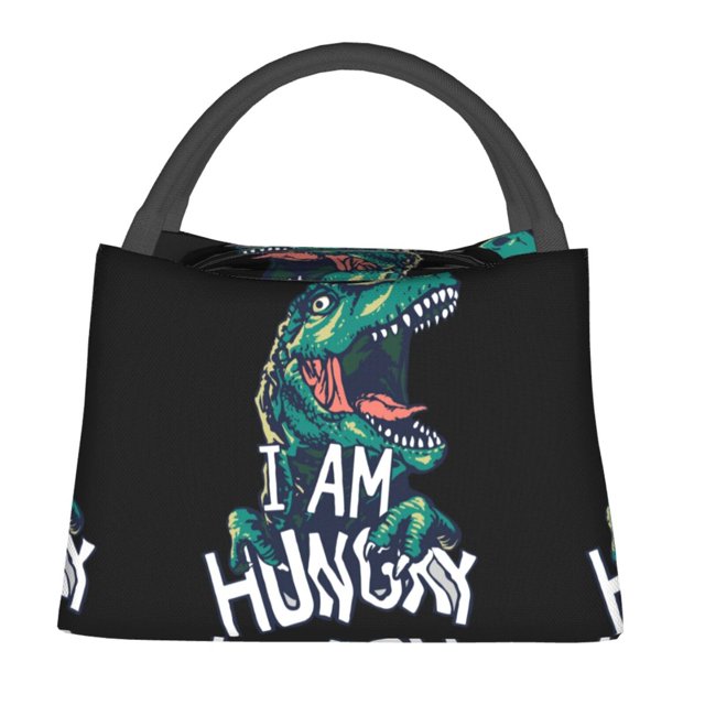 Fotbe Hungry Tyrannosaurus Bolsa Térmica Portátil con Estampado, Bolsa de Entrega de Alimentos Aislada, Bolsa Reutilizable de Gran Capacidad para Comidas y Supermercado