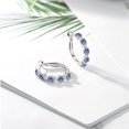 thumbnail image 4 of Gem Stone King 925 Sterling Silver Persian Blue Moissanite and White Created Sapphire Hoop Earrings for Women (2.62 Cttw, Round 4MM and 1.9MM, Gemstone Birthstone 1 inch Diameter), 4 of 4