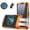 Black Orange, variant on OWNTECH 30000mAh Solar Power Bank Portable Charger with 4 Cables & 3 USB Ports, Wireless Charger with LED Light, Compatible with iPhone, Android, for Camping, Hiking, Black Orange