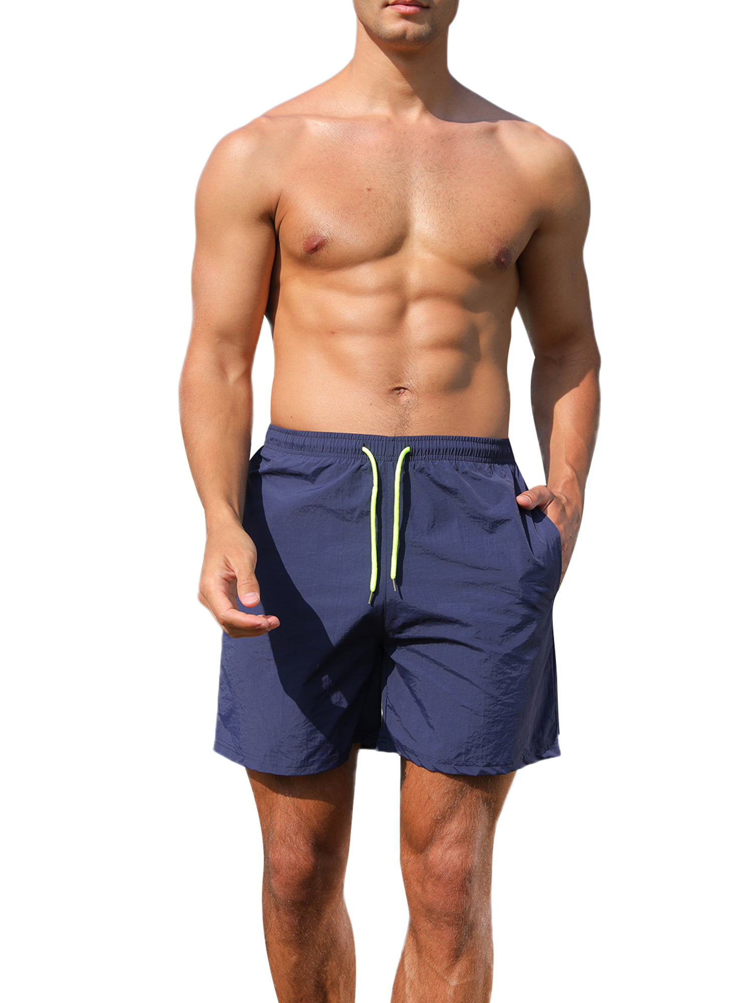 Shorts Pants for Men Mesh Lining Beach Shorts Summer Solid Color Swim ...