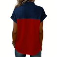 thumbnail image 3 of Dweltoz Denim Collar Short Sleeve Shirts for Womens Button Up V Neck Tops Casual Streetwear Patch Work Tees,Red M, 3 of 4